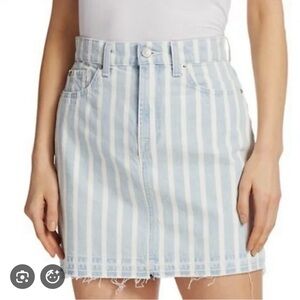 7 For All Mankind Blue and White Striped Mini Skirt Size 31